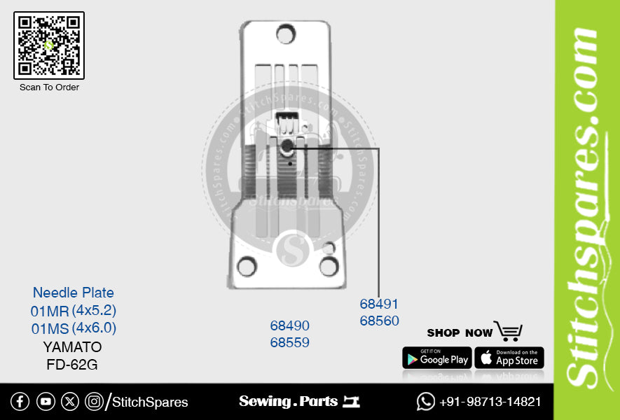 Strong-H 68490 01MR (4×5.2)mm Nadelplatte Yamato FD-62G Flatlock (Interlock) Nähmaschine Ersatzteil