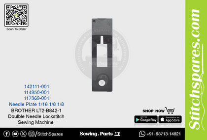 Strong-H 114950-001 1/8 Needle Plate Brother LT2-B842 -3 Double Needle Lockstitch Sewing Machine Spare Part