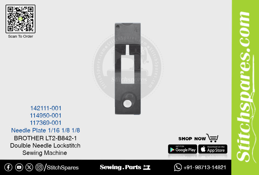 Strong-H 117369-001 1/8 Nadelplatte Brother LT2-B842 -5 Doppelnadel-Doppelsteppstich-Nähmaschine Ersatzteil