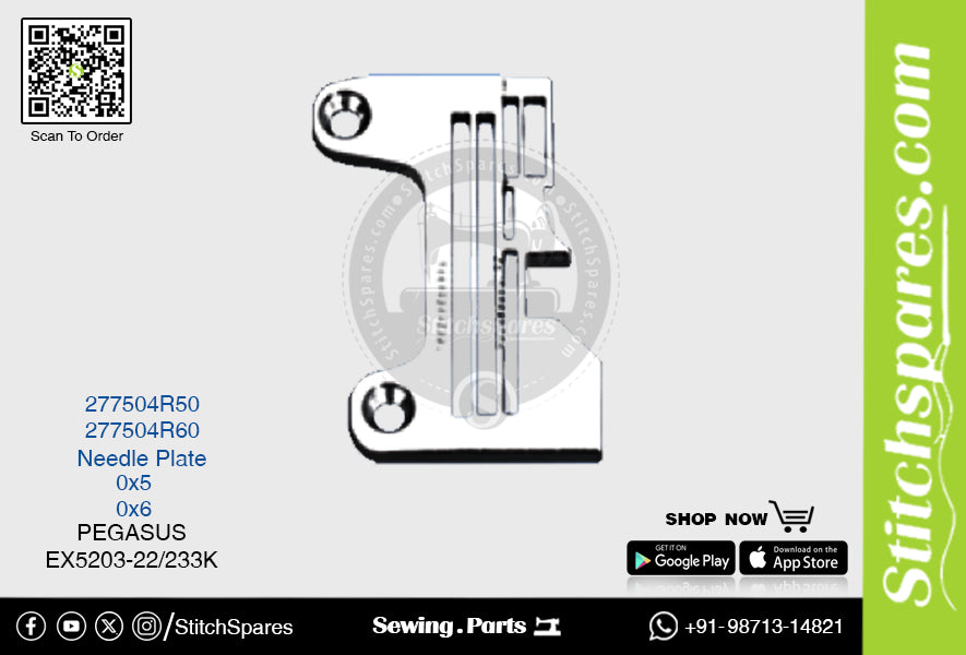 STRONG H 277504R60 Placa de aguja PEGASUS EX5203 22 233K (0×6) Repuesto para máquina de coser