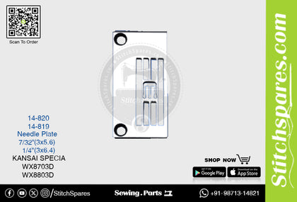 Strong H 14-819 1/4·3?6.4)mm Needle Plate Kansai Special WX8803D Double Needle Lockstitch Sewing Machine Spare Part