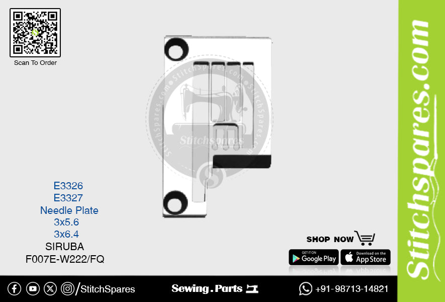 E3327 STICHPLATTE SIRUBA F007E-W222-FQ (3×6.4) NÄHMASCHINE ERSATZTEIL