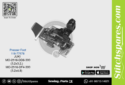 Strong-H 118-77578 Presser Foot Juki MO-2516-DD4-300 (3.2×3.2mm) Industrial Sewing Machine Spare Part