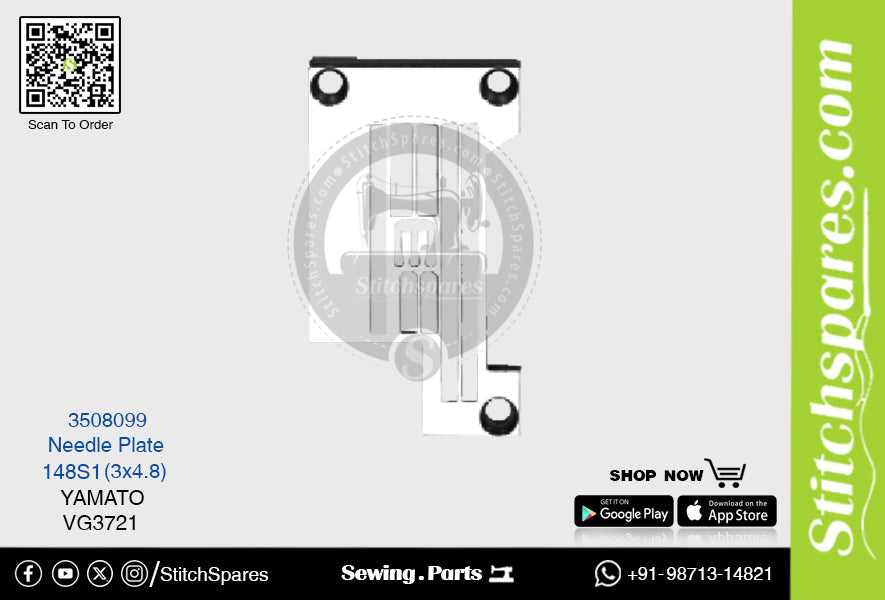 Strong-H 3508099 148S1(3×4.8)mm Nadelplatte Yamato VG3721 Flatlock (Interlock) Nähmaschine Ersatzteil