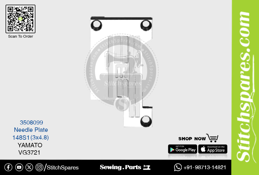 Strong-H 3508099 148S1(3×4.8)mm Placa de aguja Yamato VG3721 Flatlock (Interlock) Repuesto para máquina de coser