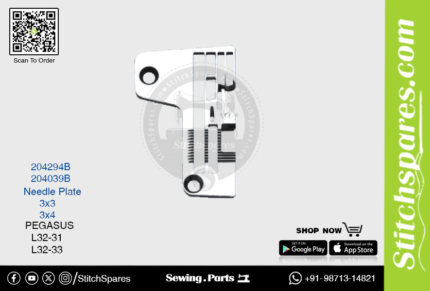 STRONG-H 204294B Placa de aguja PEGASUS L32-31 (3×3) Repuesto para máquina de coser