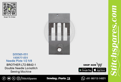Strong-H S09365-001 1/2 Needle Plate Brother LT2-B842 -7 Double Needle Lockstitch Sewing Machine Spare Part