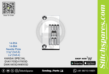 Strong H 14-864 1/4·3?6.4)mm Needle Plate Kansai Special DWK1803D/W8003D Double Needle Lockstitch Sewing Machine Spare Part