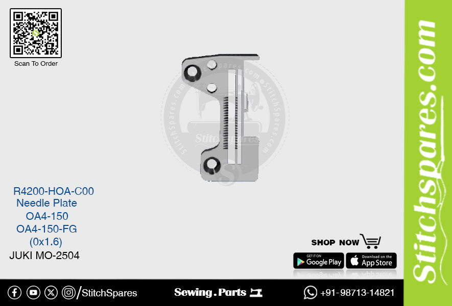 Strong H R4200-HOA-C00 OA4-150 A4-150-FG (0?1.6) Stichplatte Juki MO-2504 Doppelnadel-Doppelsteppstich-Nähmaschine Ersatzteil