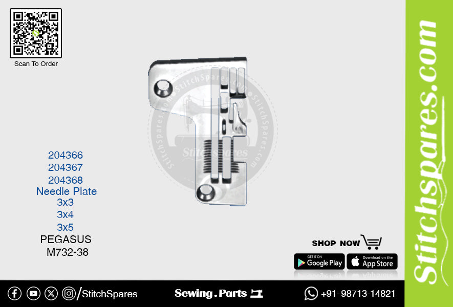 STRONG-H 204366 Placa de aguja PEGASUS M732-38 (3×3) Repuesto para máquina de coser