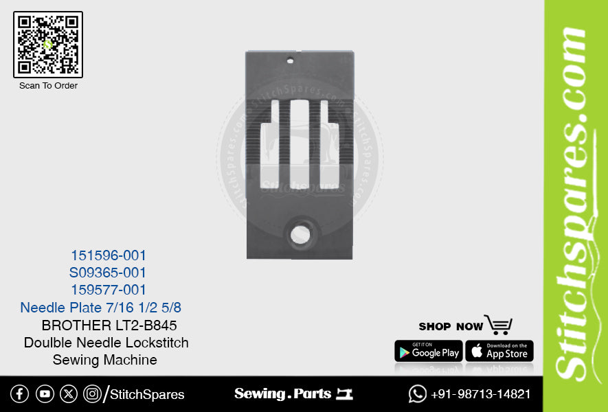 Strong-H 151596-001 7/16 Nadelplatte Brother LT2-B845 -3/-5 Doppelnadel Steppstich-Nähmaschine Ersatzteil