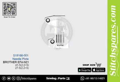 Strong H S19166-001 Needle Plate Brother EF4-N21 Overlock Sewing Machine Spare Part