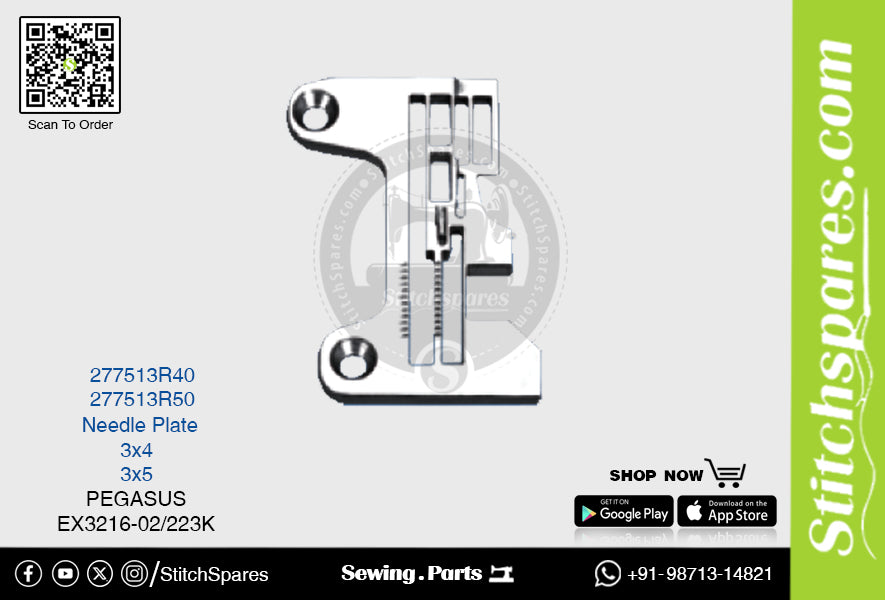 STRONG H 277513R50 Placa de aguja PEGASUS EX3216 02 223K (3×5) Repuesto para máquina de coser