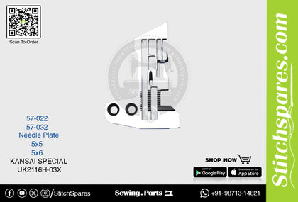 Strong H 57-022 5?5mm Needle Plate Kansai Special UK2116H-03X Double Needle Lockstitch Sewing Machine Spare Part