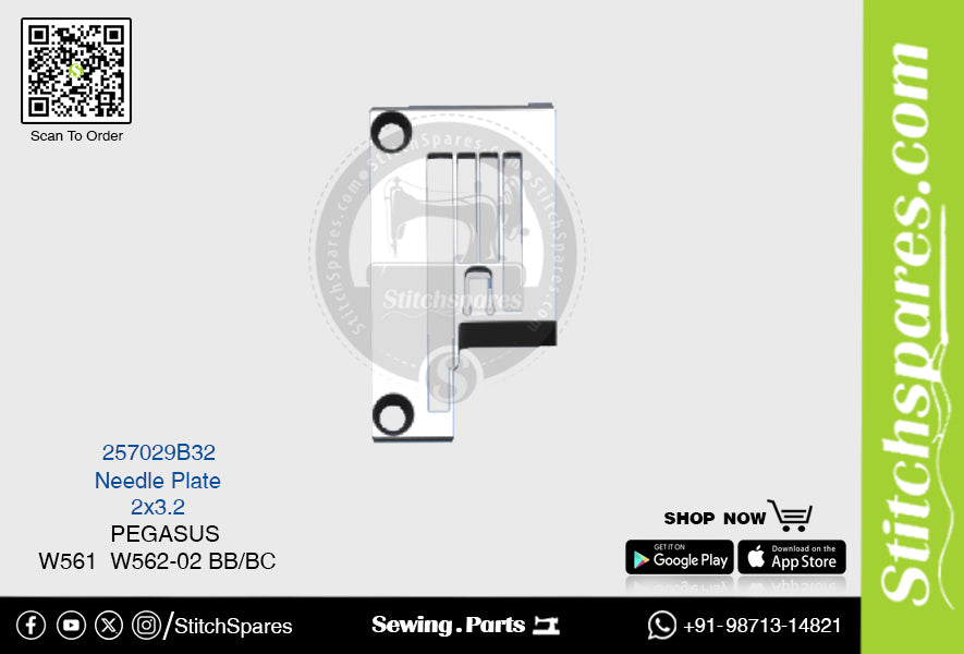 STRONG H 257029B32 Nadelplatte PEGASUS W561 W562-02 BB-BC (2×3.2) Nähmaschine Ersatzteil
