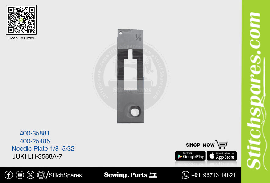 Strong H 400-35881 1/8 Placa de aguja Juki LH-3588A-7 Pieza de repuesto para máquina de coser de pespunte de doble aguja