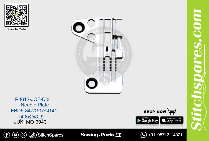 Strong-H R4612-Jod-E0i Nadelplatte Juki Mo-3943-Fbd6-347-G07-Q141 (4.8×2×3.2) Nähmaschinen-Ersatzteil