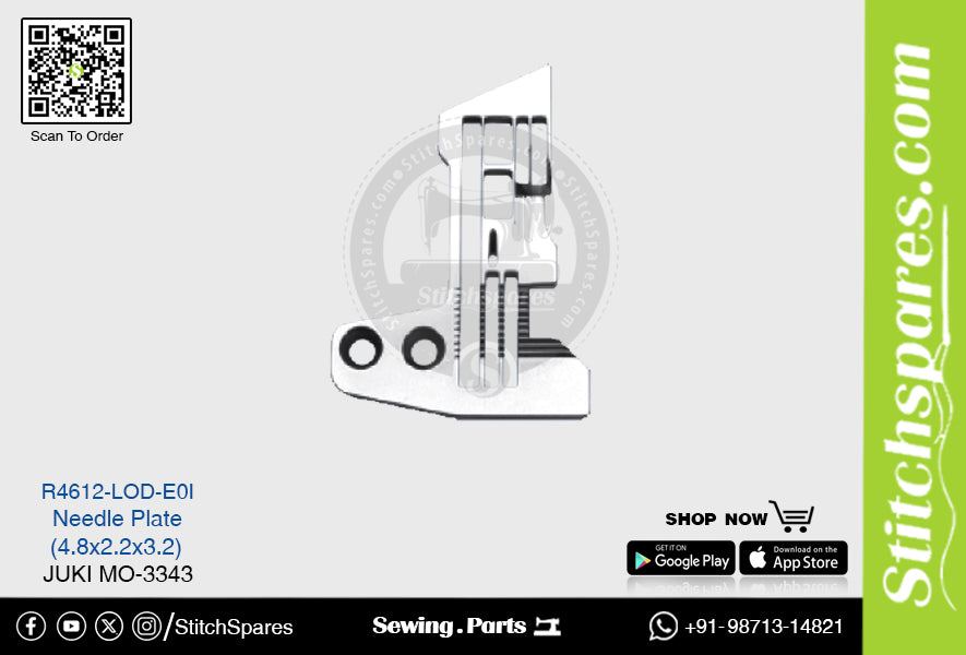 Strong-H R4612-Lod-E0i placa de aguja Juki Mo-3343 (4.8 × 2.2 × 3.2) pieza de repuesto para máquina de coser