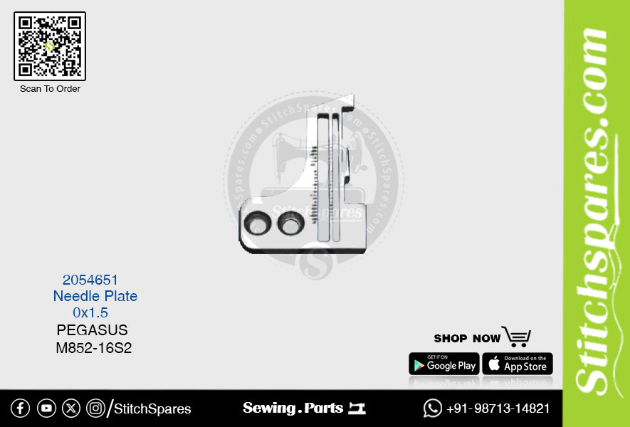STRONG-H 2054651 placa de aguja PEGASUS M852-16S2 (0 × 1.5) pieza de repuesto para máquina de coser