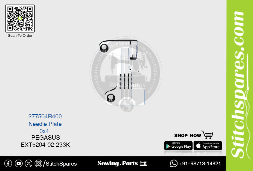 STRONG H 277504R400 Placa de aguja PEGASUS EXT5204 02 233K (0×4) Repuesto para máquina de coser