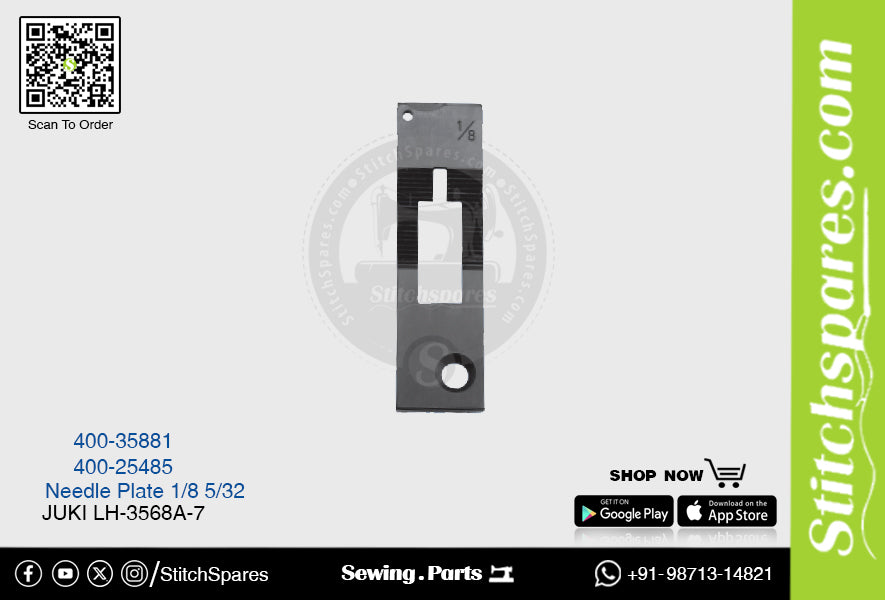 Strong H 400-35881 1/8 Placa de aguja Juki LH-3568A-7 Pieza de repuesto para máquina de coser de pespunte de doble aguja