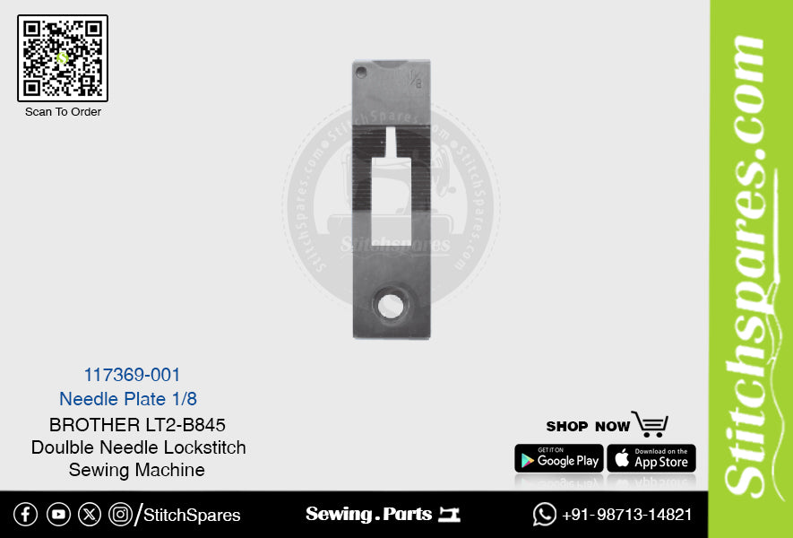 Strong-H 117369-001 1/8 Nadelplatte Brother LT2-B845 -1 Doppelnadel-Doppelsteppstich-Nähmaschine Ersatzteil