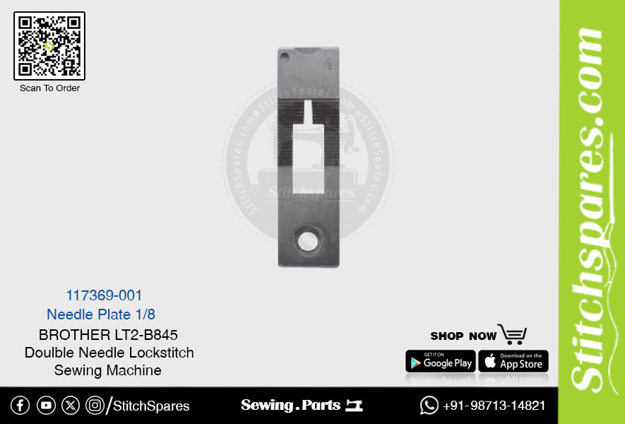 Strong-H 117369-001 1/8 Placa de aguja Brother LT2-B845 -1 Repuesto para máquina de coser de pespunte de doble aguja