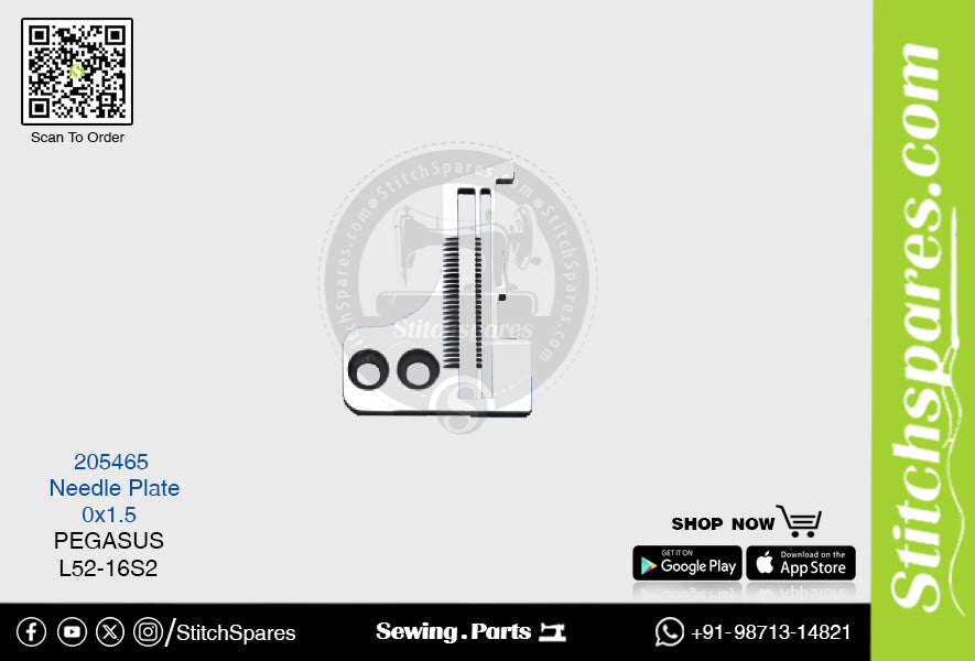 STRONG-H 205465 Placa de aguja PEGASUS L52-16S2 (0×1.5) Pieza de repuesto para máquina de coser
