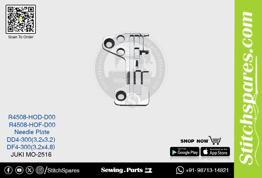 Strong-H R4508-Hod-D00 placa de aguja Juki Mo-2516-Dd4-300 (3.2 × 3.2) pieza de repuesto para máquina de coser