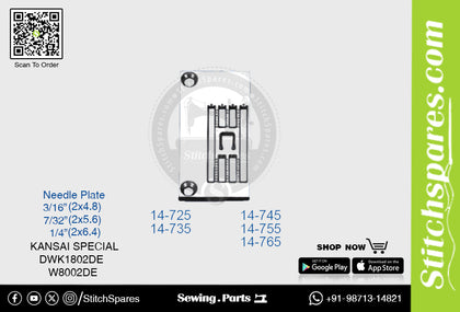 STRONG-H 14-745 NEEDLE PLATE KANSAI SPECIAL DWK-1802DE-3-16 (2×4.8) SEWING MACHINE SPARE PART