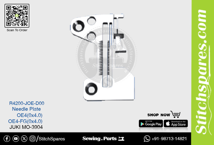 Strong H R4200-JOE-D00 OE4 (0? 4.0 mm) OE4-FG (0? 4.0 mm) Placa de aguja Juki MO-3904 Pieza de repuesto para máquina de coser de pespunte de doble aguja