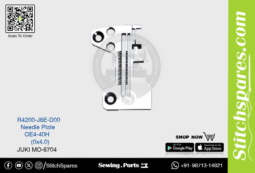 Strong H R4200-J6E-D00 OE4-40H (0?4.0)mm Placa de aguja Juki MO-6704 Pieza de repuesto para máquina de coser de doble aguja