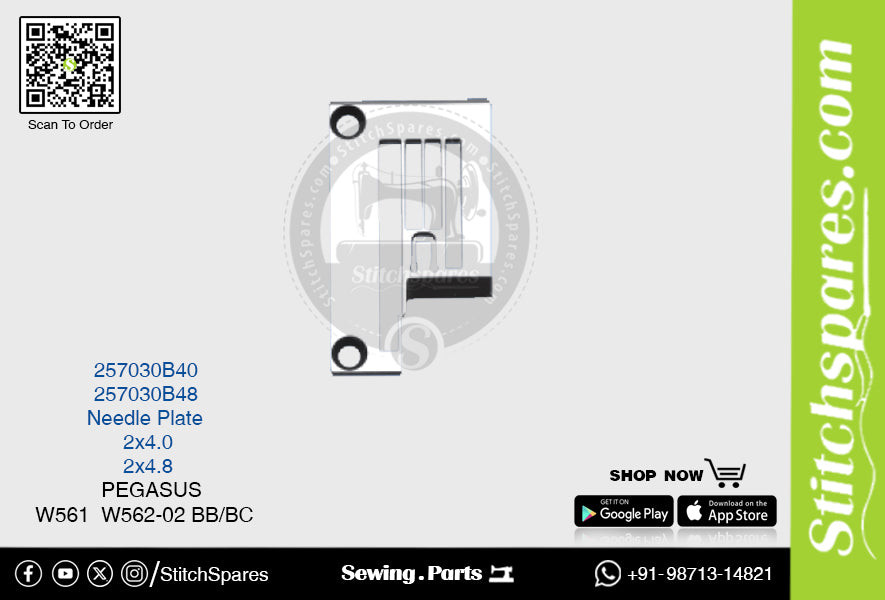 STRONG H 257030B40 placa de aguja PEGASUS W561 W562-02 BB-BC (2 × 4.0) pieza de repuesto para máquina de coser