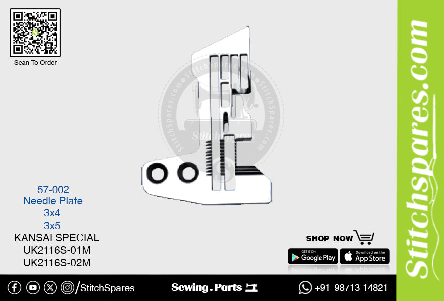 Strong-H 57-002 Placa de aguja Kansai Special Uk2116s-02m (3×5) Pieza de repuesto para máquina de coser