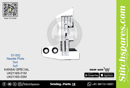 Strong H 57-002 3?5mm Needle Plate Kansai Special UK2116S-02M Double Needle Lockstitch Sewing Machine Spare Part
