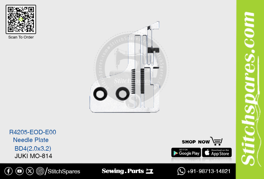 Strong H R4205-EOD-E00 BD4 (2.0? 3.2) mm Nadelplatte Juki MO-814 Doppelnadel-Doppelsteppstich-Nähmaschine Ersatzteil