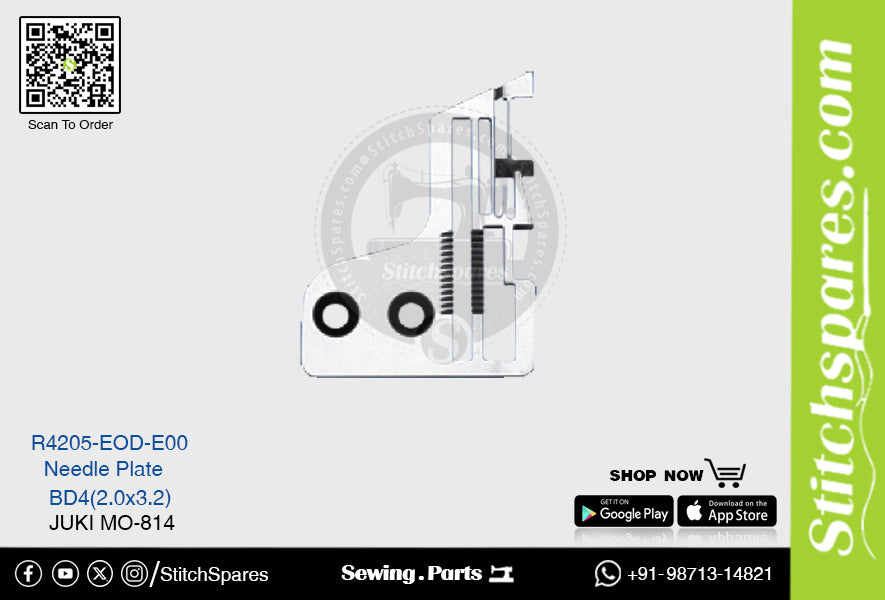Strong H R4205-EOD-E00 BD4(2.0?3.2)mm Placa de aguja Juki MO-814 Pieza de repuesto para máquina de coser de doble aguja