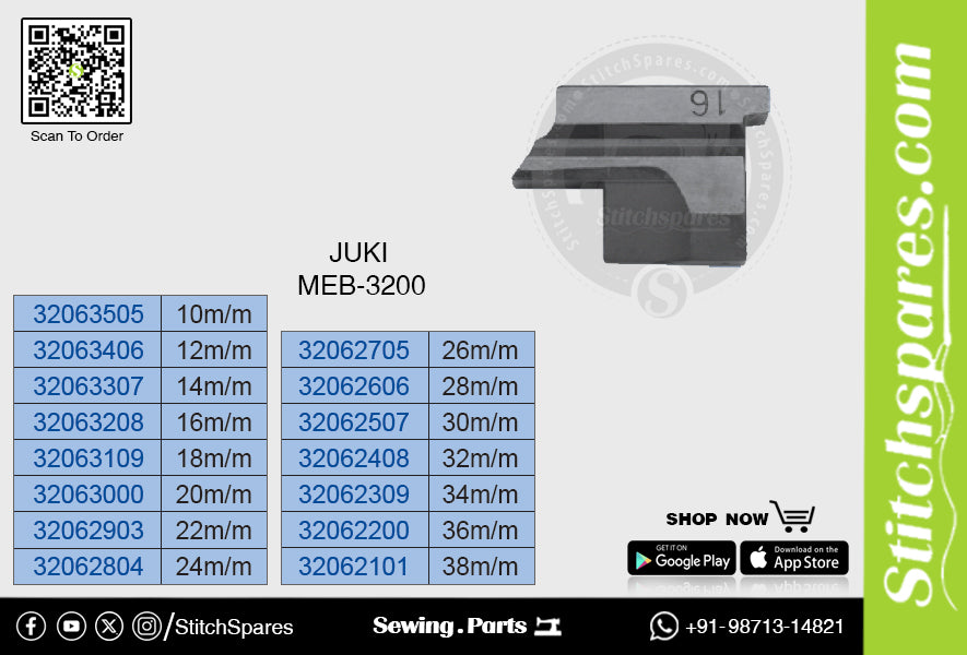 Strong-H 32062200 36 m/m cuchillo/hoja/recortadora Juki MEB-3200 repuestos para máquina de coser