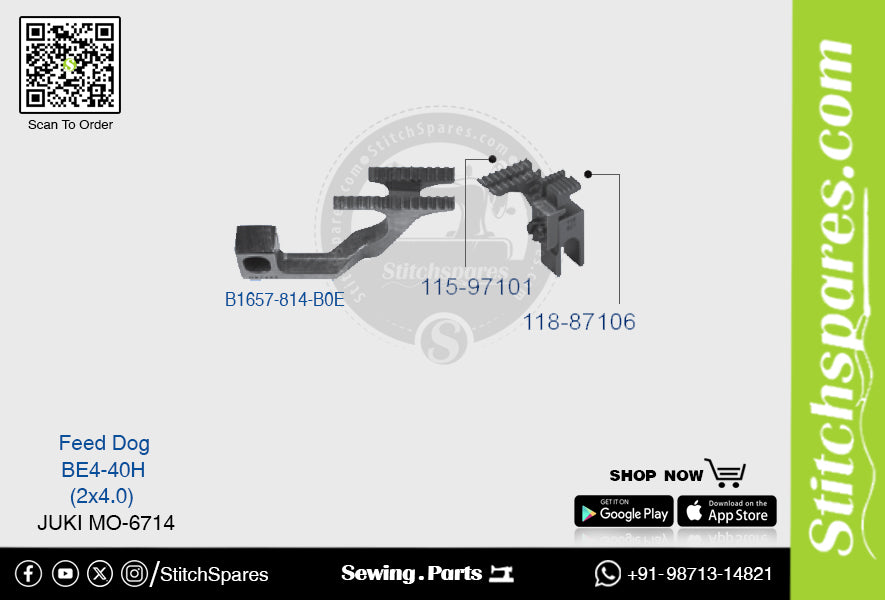 Strong-H 115-97101, 118-87106 Feed Dog Juki Mo-6714-Be4-40h (2×4.0) Repuesto para máquina de coser