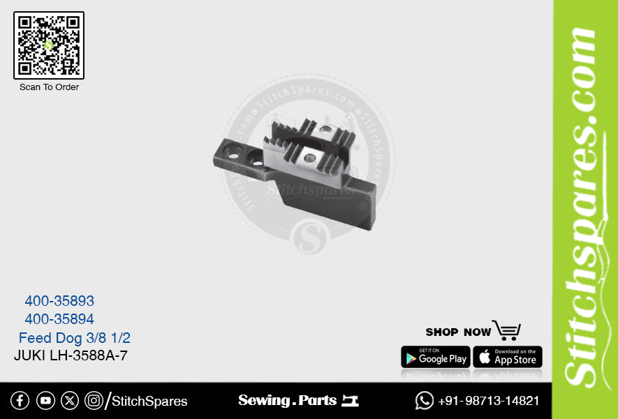 Strong H 400-35894 1/2 Feed Dog Juki LH-3588A-7 Repuesto para máquina de coser de pespunte de doble aguja