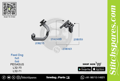 STRONGH 204248B, 208059, 208063 Feed Dog PEGASUS L32-70 (5×5) Sewing Machine Spare Part