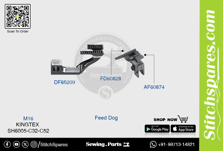 STRONG-H DF85209 FEED DOG KINGTEX SH6005-C32-C52-M16 REPUESTO PARA MÁQUINA DE COSER