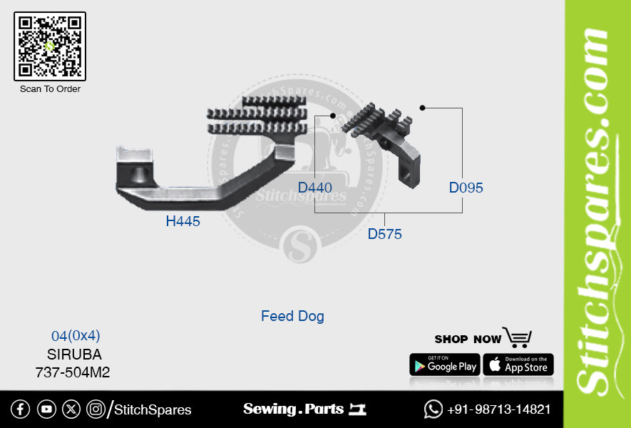 Strong-H H445 / D575 04(0×4)mm Alimentador Siruba 737-504M2 Repuesto para máquina de coser overlock