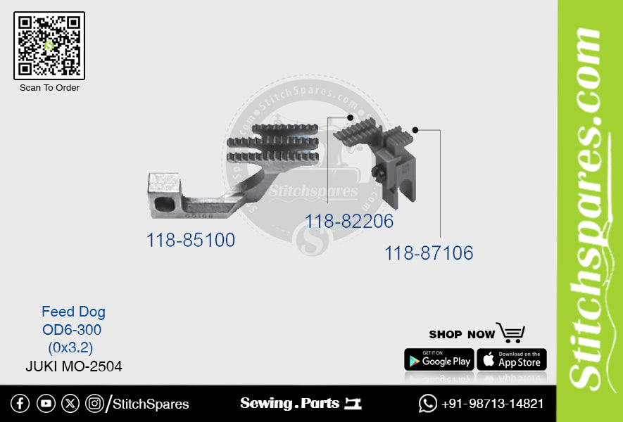 Strong-H 118-85100 Feed Dog Juki Mo-2504-Od6-300 (0×3.2) Repuesto para máquina de coser