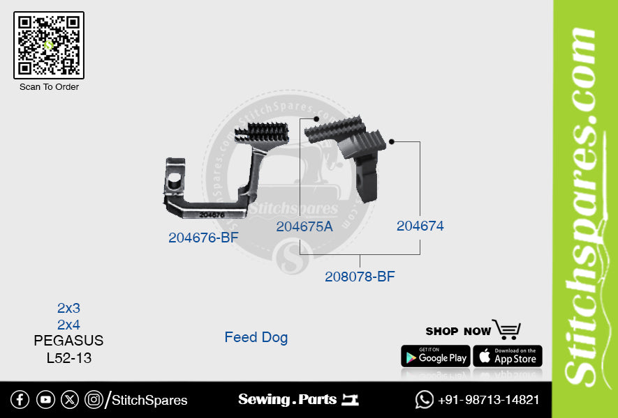 STRONG-H 204676-BF Feed-Dog PEGASUS L52-13 (2×3) Repuesto para máquina de coser