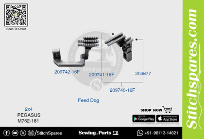 STRONG-H 209742-16F Feed Dog PEGASUS M752-181 (2×4) Sewing Machine Spare Part