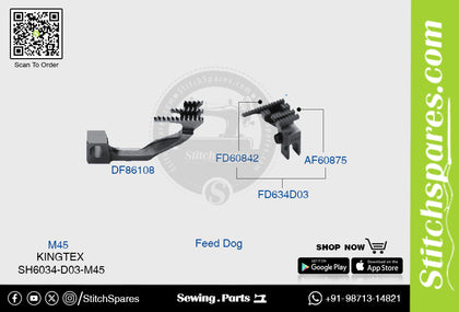 STRONG-H DF86108 FEED DOG KINGTEX SH6034-D03-M45-M45 SEWING MACHINE SPARE PART