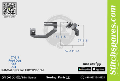 Strong-H 57-1110-1 Feed Dog Kansai Special Uk2005s-10m (0×3) Sewing Machine Spare Part