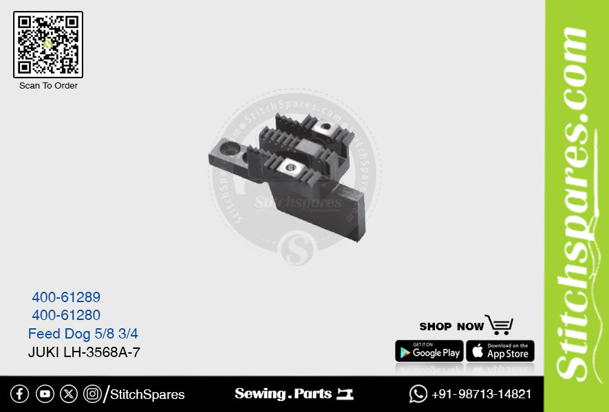 Strong H 400-61280 3/4 Feed Dog Juki LH-3568A-7 Repuesto para máquina de coser de pespunte de doble aguja