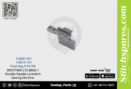 Strong-H 112661-001 5/16 Feed Dog Brother LT2-B842 -5 Double Needle Lockstitch Sewing Machine Spare Part